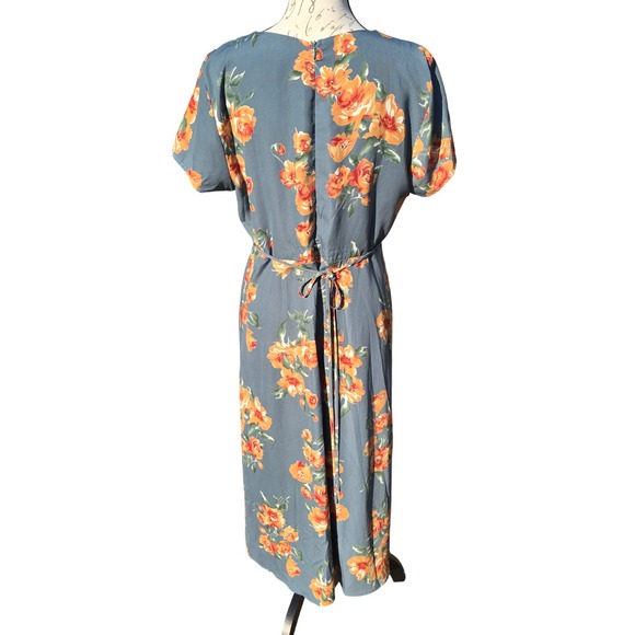 Lulus 19G Best Day of My Life Dusty Sage Floral‎ Print Midi Dress Tie Front XL - Picture 6 of 12